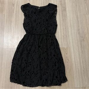 Alice + Olivia Black Silk Blend Velvet Floral Sleeveless Dress